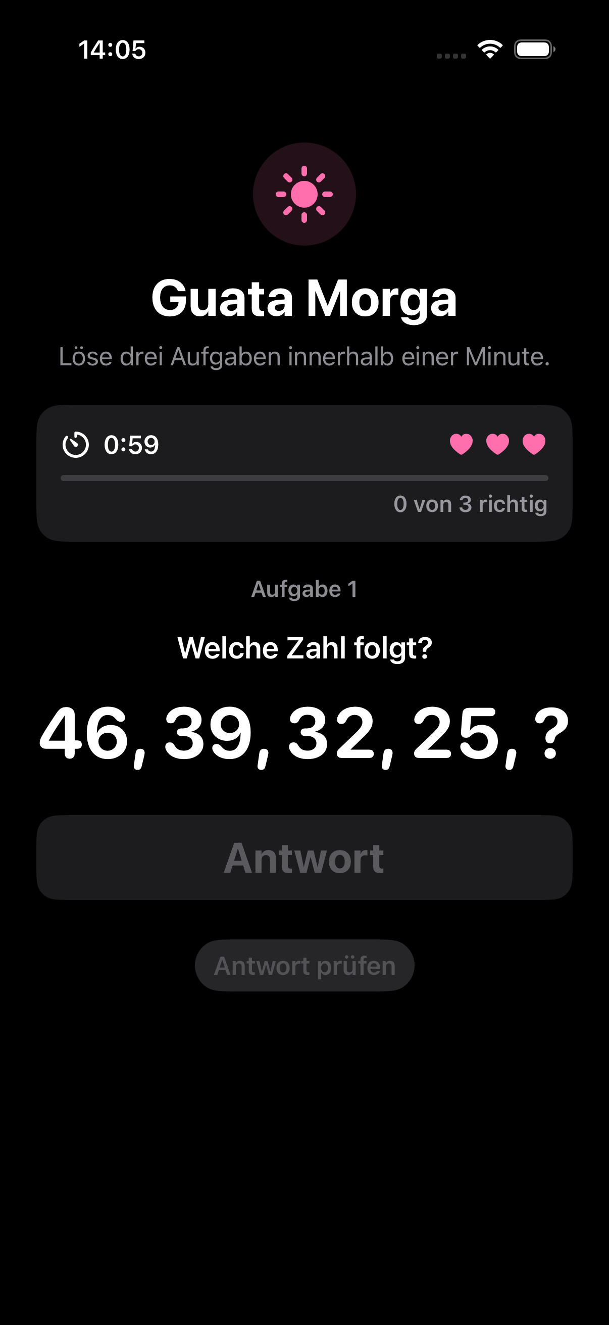 Zahlenfolge im ufstoh Aufsteh-Quiz